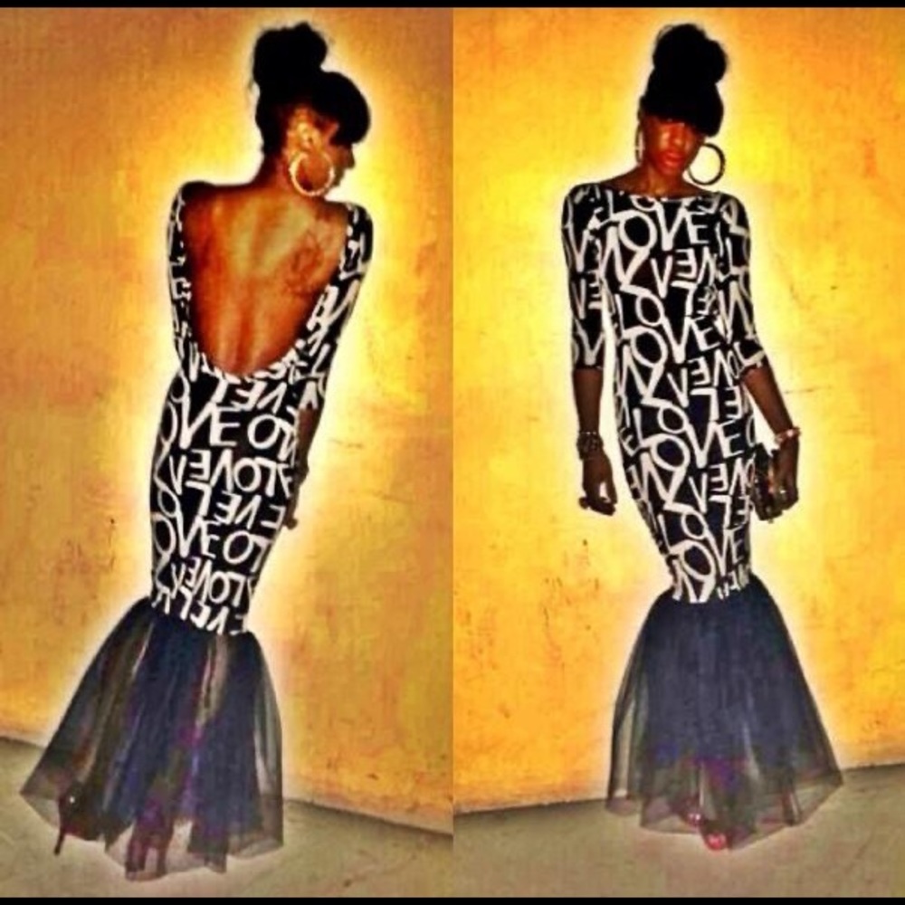 Custom made Low Back Black & White Mermaid Dress